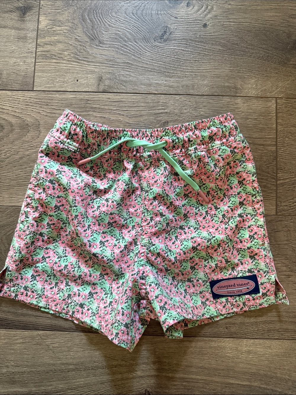 Vineyard Vines Pink & Mint Green Floral Swim Trunks